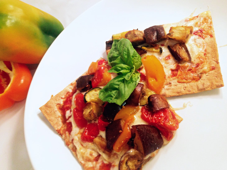 Roasted Vegetable Flatbread Pizza.