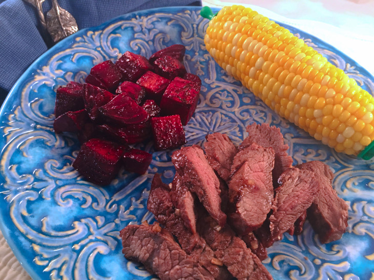 1-2-3 Eat! Steak, Roasted Beets, Corn on the Cob