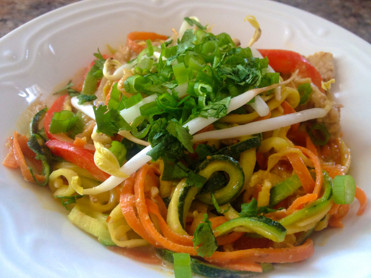 Thai Pork Zoodles with Peanut Sauce