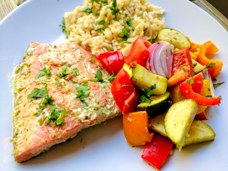 healthy chile lime salmon and veggies