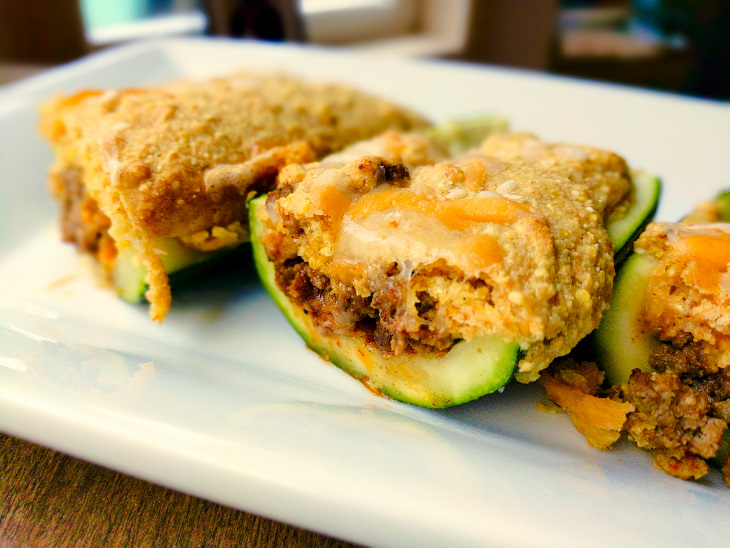 Taco-Cornbread Zucchini Boats