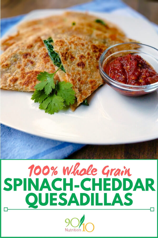 spinach-cheddar quesadillas
