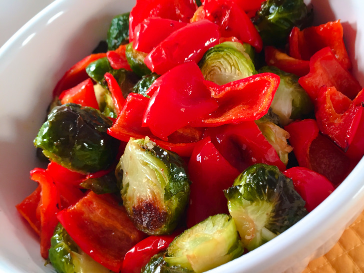 Roasted Brussels and Red Peppers
