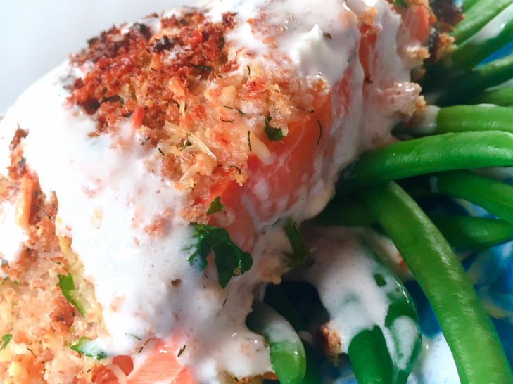 Parmesan-Asiago Crusted Salmon