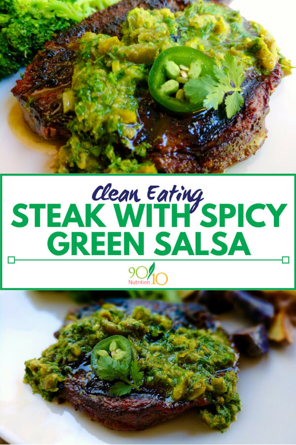 Steak with spicy green salsa