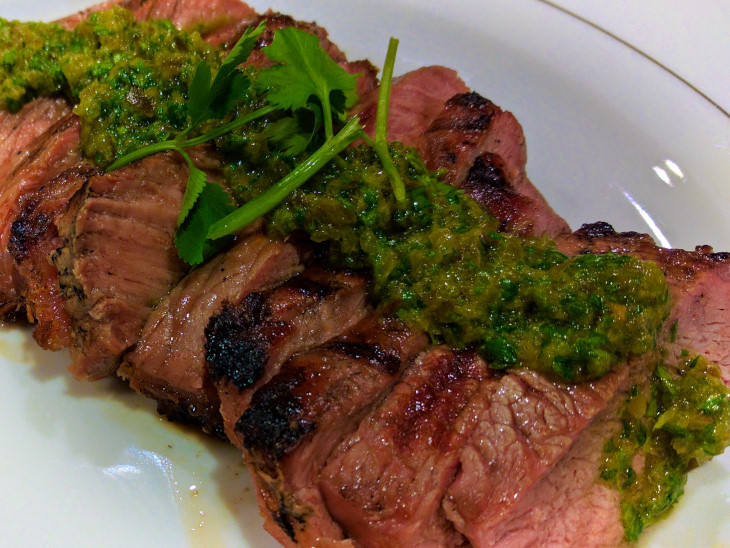 Steak with Spicy Green Salsa