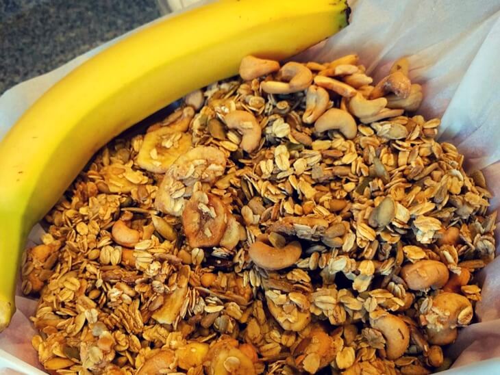 healthy banana nut granola