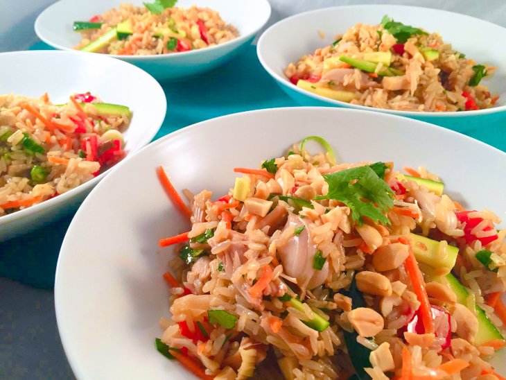 vegan jackfruit rice bowls