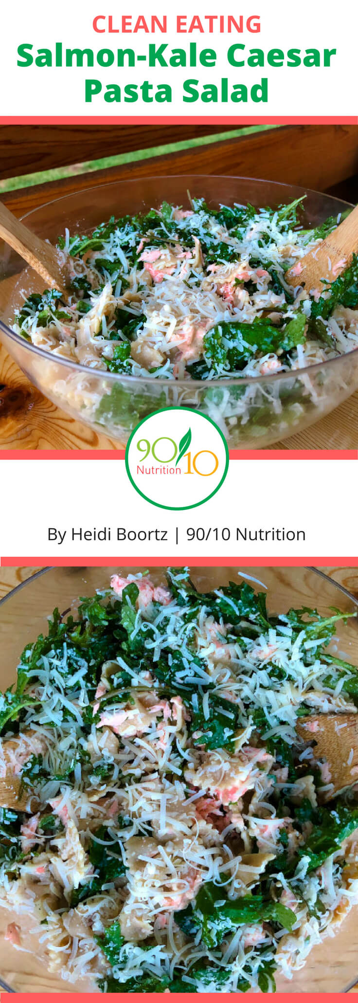 Healthy Salmon-Kale Caesar Pasta Salad