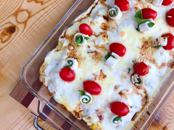 White Chicken Caprese Lasagna