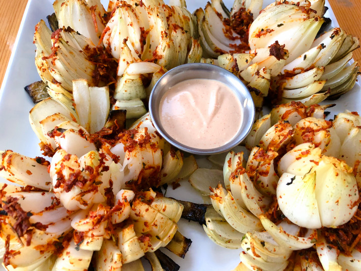 Grilled Cheesy Onion Blooms