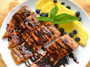 Blueberry Balsamic Glazed Salmon