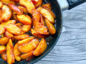 healthy caramelized skillet peaches