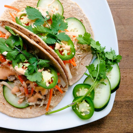 Slow Cooker Banh Mi Pork Tacos