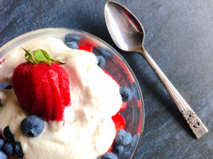 coconut whipped cream with berries