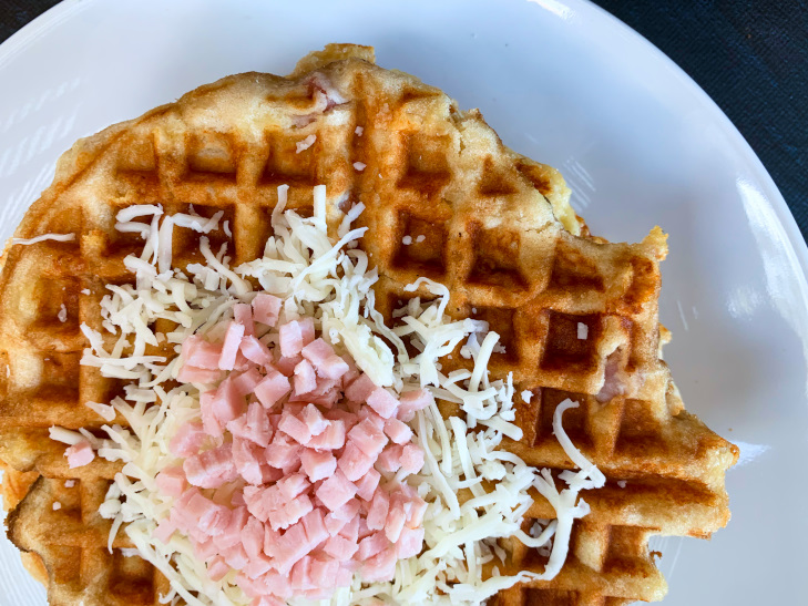 Healthy Ham and Cheese Sourdough Waffles